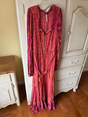 Free People Pink and Orange Floral Maxi Dress